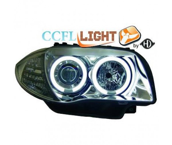 Paire de phares angel eyes CCFL chrome Bmw série 1 E87 2004 2011 399 90