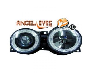 Paire de phares ANGEL EYES, noir pour Bmw E30 1988-1991