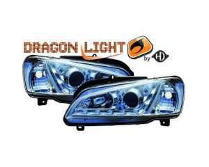 Paire de phares à LED diurnes, chrome pour Peugeot 106 1996-2004