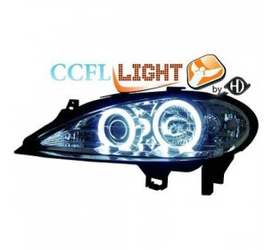 Paire de phares design ANGEL EYES CCFL, chrome pour Renault MEGANE 1999-2002 - GO4463581