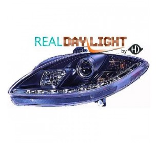 Paire de phares à LED, cristal/noir pour Seat LEON + ALTEA 2009-2012 - GO7432586