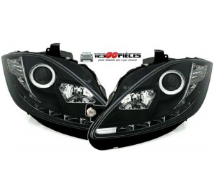 Paire de phares avants LED fond noir SEAT LEON 2004-2009 - GO7495685