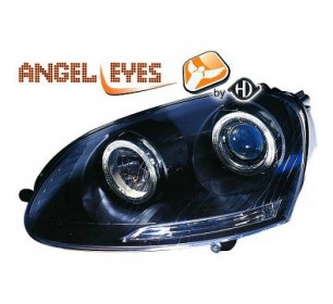Paire de phares ANGEL EYES noir pour Volkswagen GOLF 5 2003-2008 - GO2214780