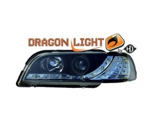 Paire de phares à LED diurnes, noir pour Volvo S40/V40 1996-2000