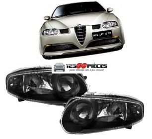 paire de phares avants type GTA fond noir ALFA 147 2001-2004 - GO3041082+83 