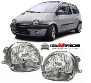 paire de phares design cristal chrome Renault twingo de 1998 à 2007 - GO11217