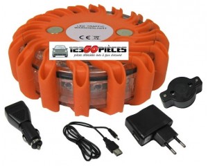 gyrophare plot balise de sécurité routière LED orange rechargeable