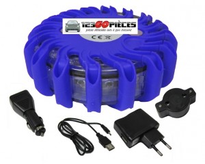 gyrophare LED bleu plot balise sécurité routière rechargeable