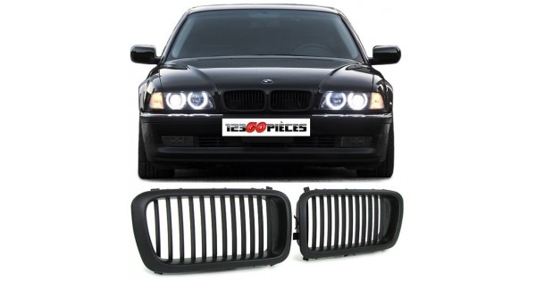Paire De Grilles De Calandre Avant Noire Mate Pour BMW Série 7 E38 Phase 1 (06/1994 à 08/1998)