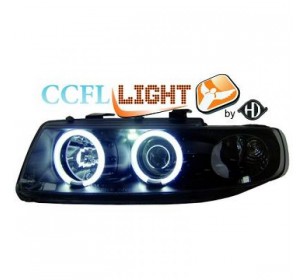 Paire de phares design ANGEL EYES CCFL, noir pour Seat LEON 1999-2005 - GO7431581