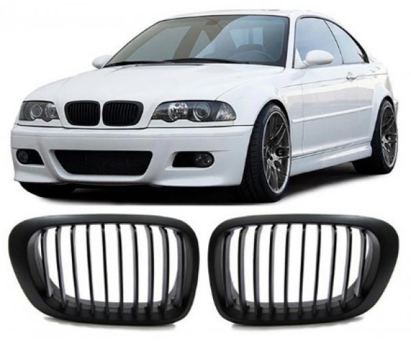 Grilles de calandre (noir mat) BMW serie 3 E46 Coupé / cabriolet 1999-2003  69,90 € Pièces Design 123GOPIECES Livraison Offerte pour 2 produits achetés  !