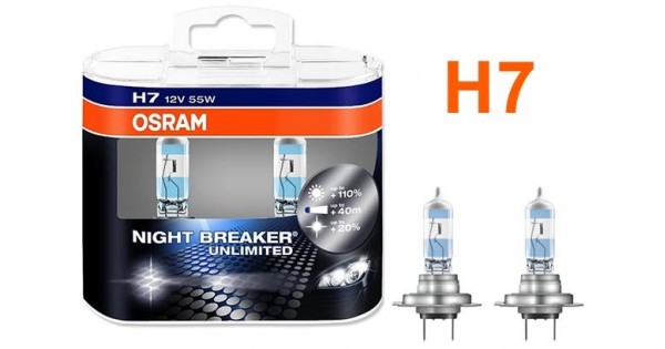 Pack 2 Ampoules H7 Osram Night Breaker Unlimited 55w 12v 34,90 € Ampoules  Osram H7 H4 H1  123GOPIECES Livraison Offerte pour 2 produits achetés !