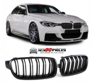 grilles calandre noir mat double barres BMW serie 3 F30 + F31 depuis 2011->> - GO1217242