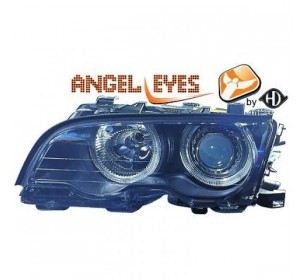 Paire de phares Angel  eyes noir pour Bmw E46 coupé/cab 1999-2003 - GO1215580
