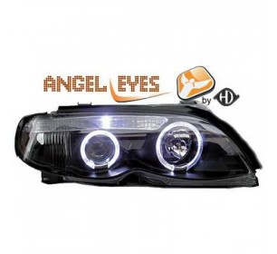 Paire de phares ANGEL EYES cristal/noir pour Bmw E46 2001-2005 - GO1215880