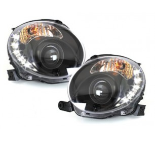 Phares avants + LED noir Fiat 500 à partir de 2007->> - GO3405385