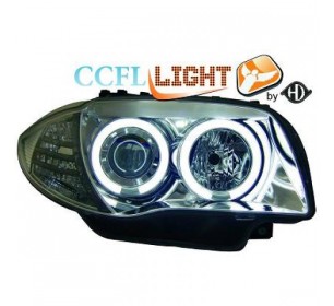 Paire de phares angel eyes CCFL chrome Bmw série 1 E87 2004-2011 - GO1280681