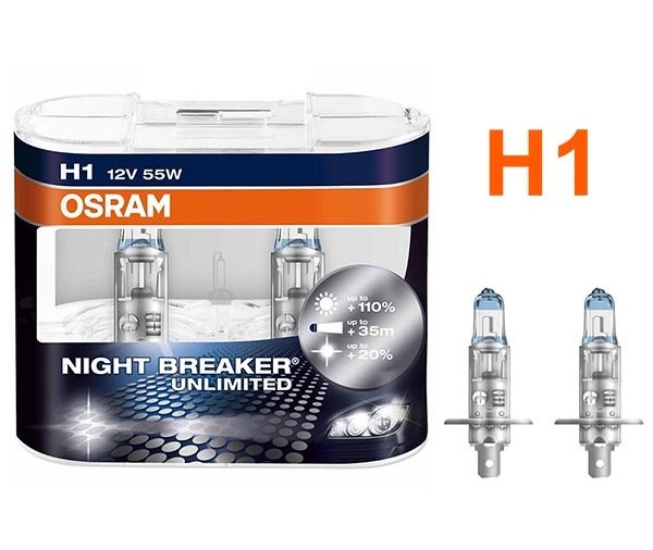 Pack de 2 Ampoules H1 Osram Night Breaker Unlimited 55w 12v 24,90 € Ampoules  Osram H7 H4 H1  123GOPIECES Livraison Offerte pour 2 produits achetés !