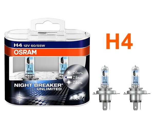 Ampoules Osram Nightbreaker unlimited H4 12V - Équipement auto