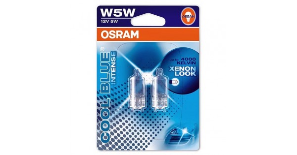 Pack de 2 Veilleuses Osram Cool Blue Intense Blanc Culot W5W - 4000K 12,90  € Ampoules Osram H7 H4 H1  123GOPIECES Livraison Offerte pour 2 produits  achetés !