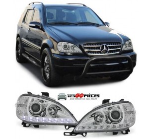 Paire de phares + feux LED de jour Mercedes ML W163 1998-2001 - GO22307