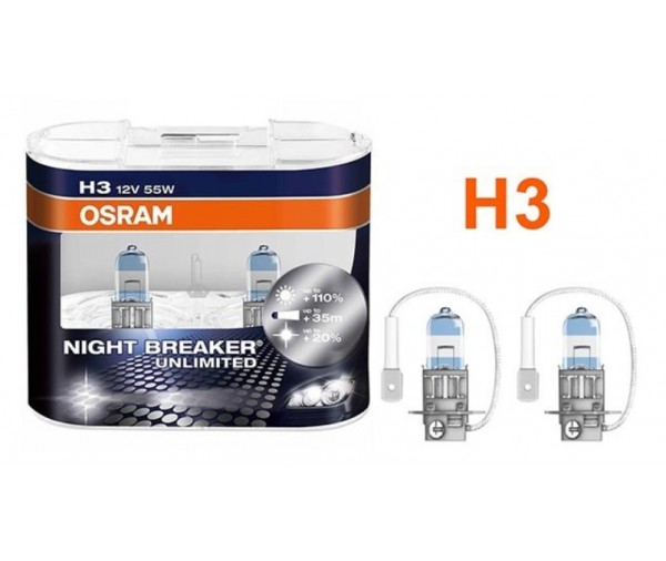Pack de 2 Ampoules H1 Osram Night Breaker Unlimited 55w 12v 24,90 € Ampoules  Osram H7 H4 H1  123GOPIECES Livraison Offerte pour 2 produits achetés !