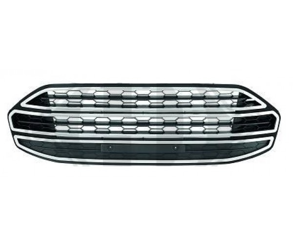Grille De Pare-choc Avant Centrale Pour Volkswagen Touran 2 (2010-2015) - Noire Et Chromée - Référence OEM 1T0853677D9B9