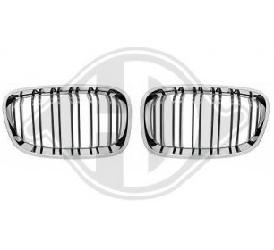 grilles de calandre sport [double barre] noire et chrome BMW serie 1 F20 / F21 11/2011 - 03/2015 - GO1281840