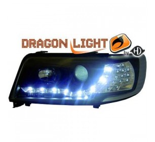 Paire de phares diurnes à LED, noir pour Audi 100 1990-1994 - GO1021385