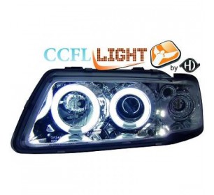 Paire de phares ANGEL EYES CCFL, cristal/chrome pour Audi A3 1996-2000 - GO1030781