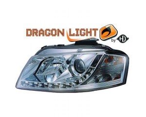 Paire de phares avants + LED chrome Audi A3 8P 2003-2008
