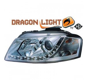 Paire de phares avants + LED chrome Audi A3 8P 2003-2008 - GO1031485