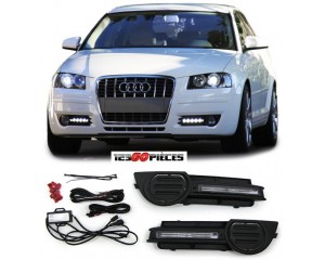 Paire de feux de jour LED diurnes + grilles antibrouillards Audi A3 8P 2005-2008