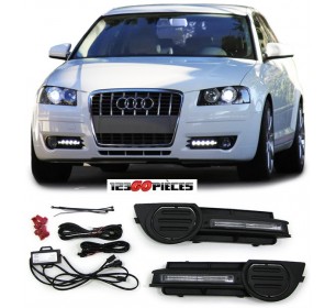 Paire de feux de jour LED diurnes + grilles antibrouillards Audi A3 8P 2005-2008 - GO1031588