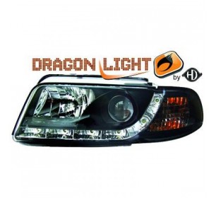 Paire de phares diurnes à LED, fond noir pour Audi A4 1994-1999 - GO1016585