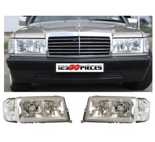 Paire de phares H4+H3 cristal chrome Mercedes 190 E/D (W201) 1982-1993 - GO1620380