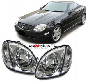 Paire de phares Avants cristal chrome Mercedes SLK (R170) 1996-2004 - GO1635280