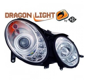 Paire de phares + feux de jour LED pour Mercedes W211 2002-2006 - GO1615285