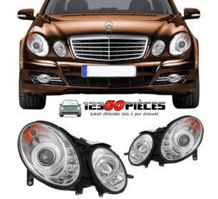 Paire de phares à LED chrome Mercedes classe E W211 2006-2009 - GO1615485